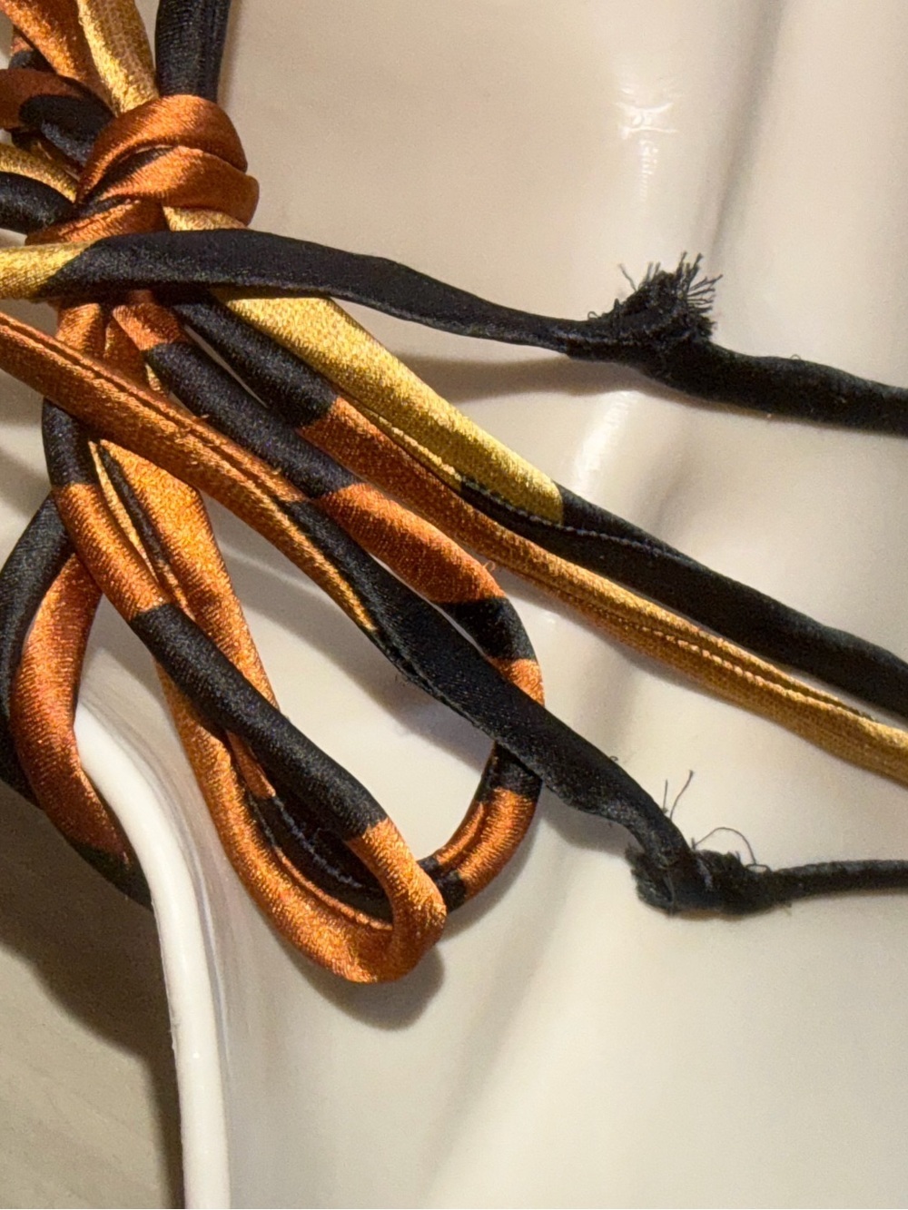 Y2K Black & Burnt Orange Satin Halter Dress - Picture 11 of 16